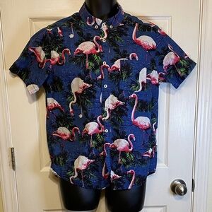 Tropical Flamingo Print Men's Casual Shirt